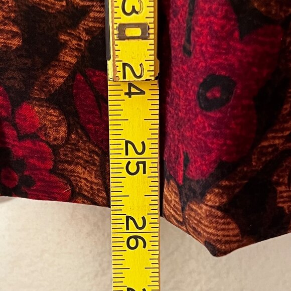 Vintage-Inspired XL Red  Brown Floral Button-Up Blazer Jacket BRIGGS NEW YORK - Picture 11 of 16